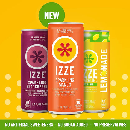 IZZE Sparkling Juice, Variety Pack, 8.4 Fl Oz Can (Pack of 24)