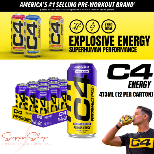 Cellucor C4 ENERGY Performance Energy Drink RTD Zero Sugar (473ml x 12 Cans Carton)