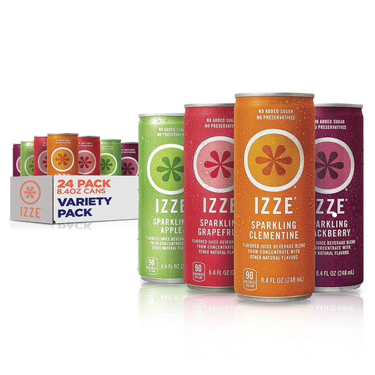 IZZE Sparkling Juice, Variety Pack, 8.4 Fl Oz Can (Pack of 24)