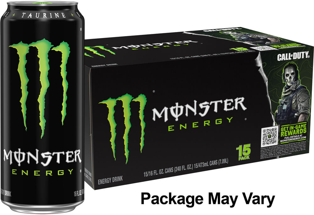 Monster Energy Drink, Green, Original, 16 Ounce (Pack of 15)