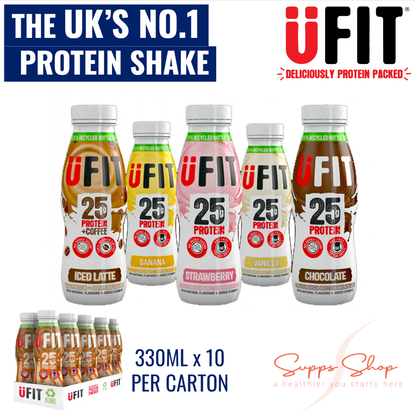 UFIT 25g High Protein Shake Drink, 10 x 330ML Carton - Promotes a Lean Body (NutriGrade B)